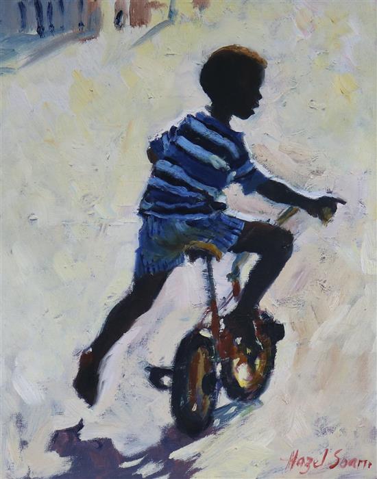 Hazel Soan Boy on a bicycle 24.5 x 19cm